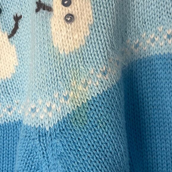 Quacker Factory Sweater Cardigan Full Zip Cotton Angora Snowman Winter Festive L - Picture 9 of 12